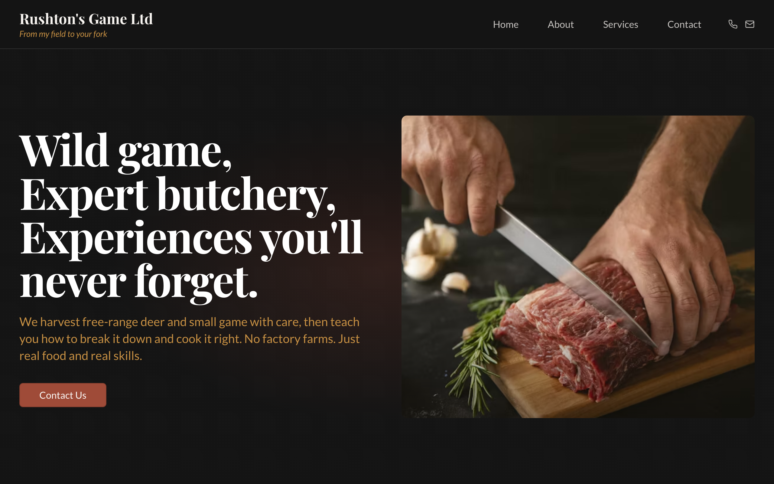 Rushton's Game Ltd website homepage